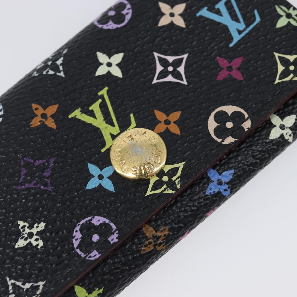 LOUIS VUITTON Multicolor Multicles 4 Key Case Black M93732 LV Auth hk4079