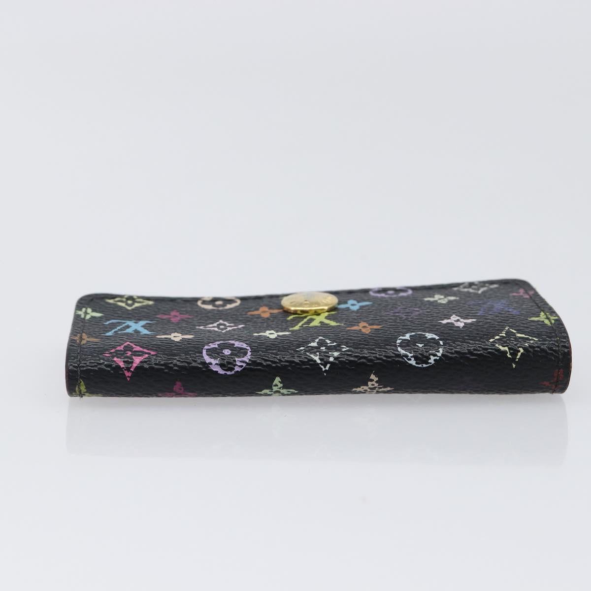 LOUIS VUITTON Multicolor Multicles 4 Key Case Black M93732 LV Auth hk4079