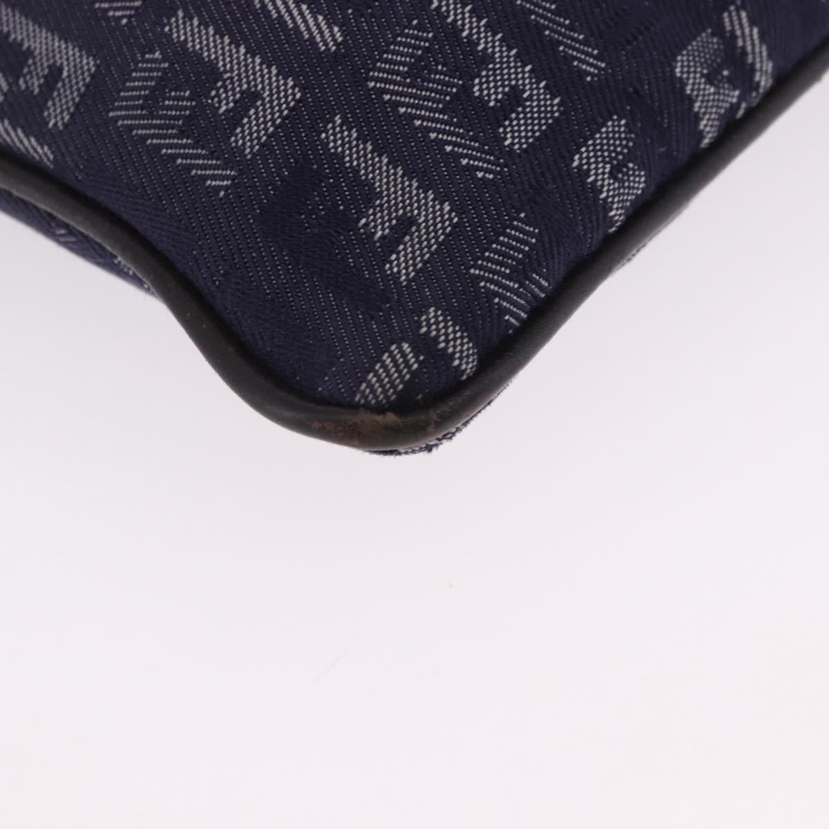 FENDI Zucchino Canvas Hand Bag Blue Silver Auth hk4080A