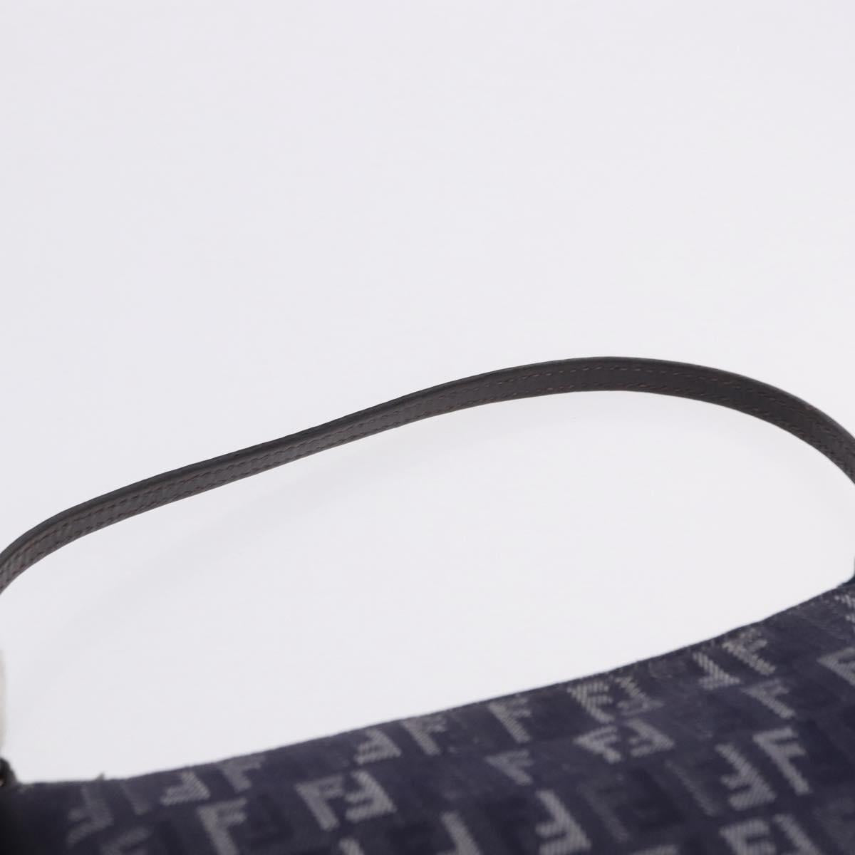 FENDI Zucchino Canvas Hand Bag Blue Silver Auth hk4080A