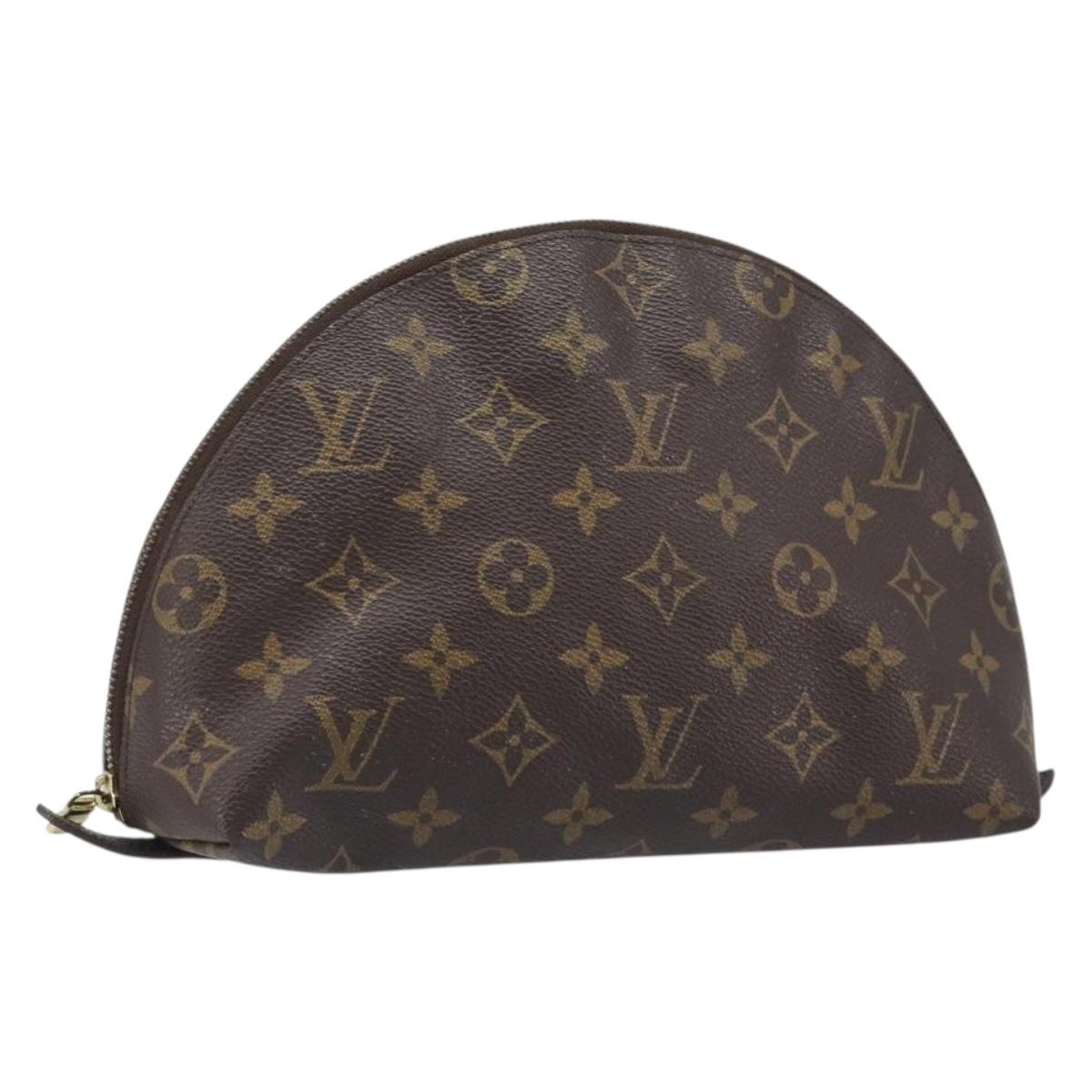 LOUIS VUITTON Monogram Trousse Demi Ronde Cosmetic Pouch M47520 LV Auth hk4091
