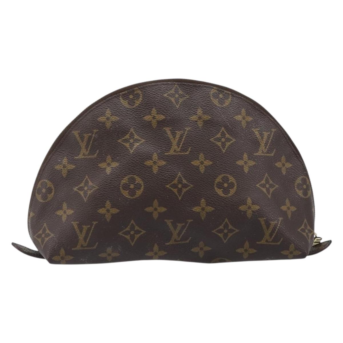 LOUIS VUITTON Monogram Trousse Demi Ronde Cosmetic Pouch M47520 LV Auth hk4091