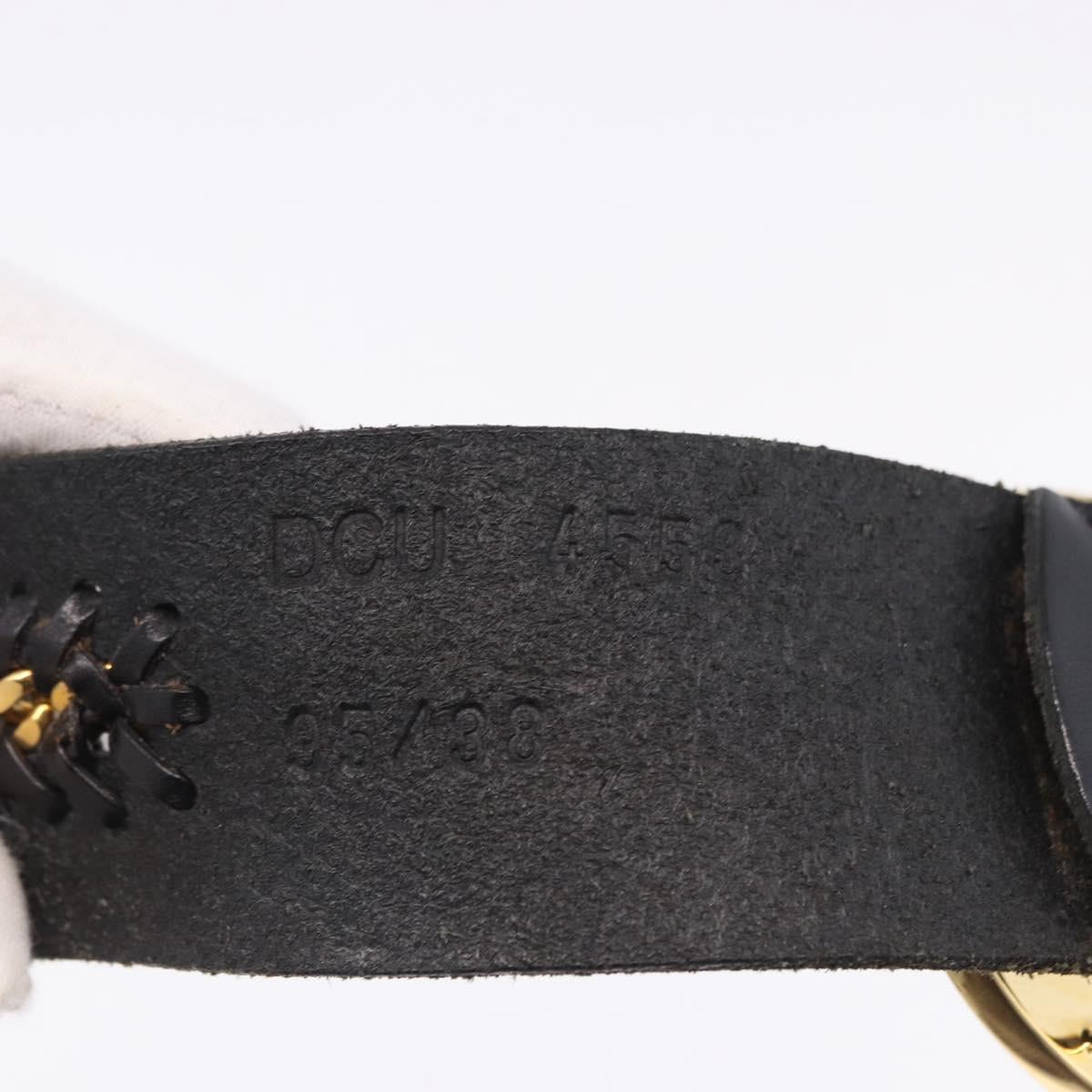 VERSACE Belt Leather 43.3"" Black Gold Auth hk4097