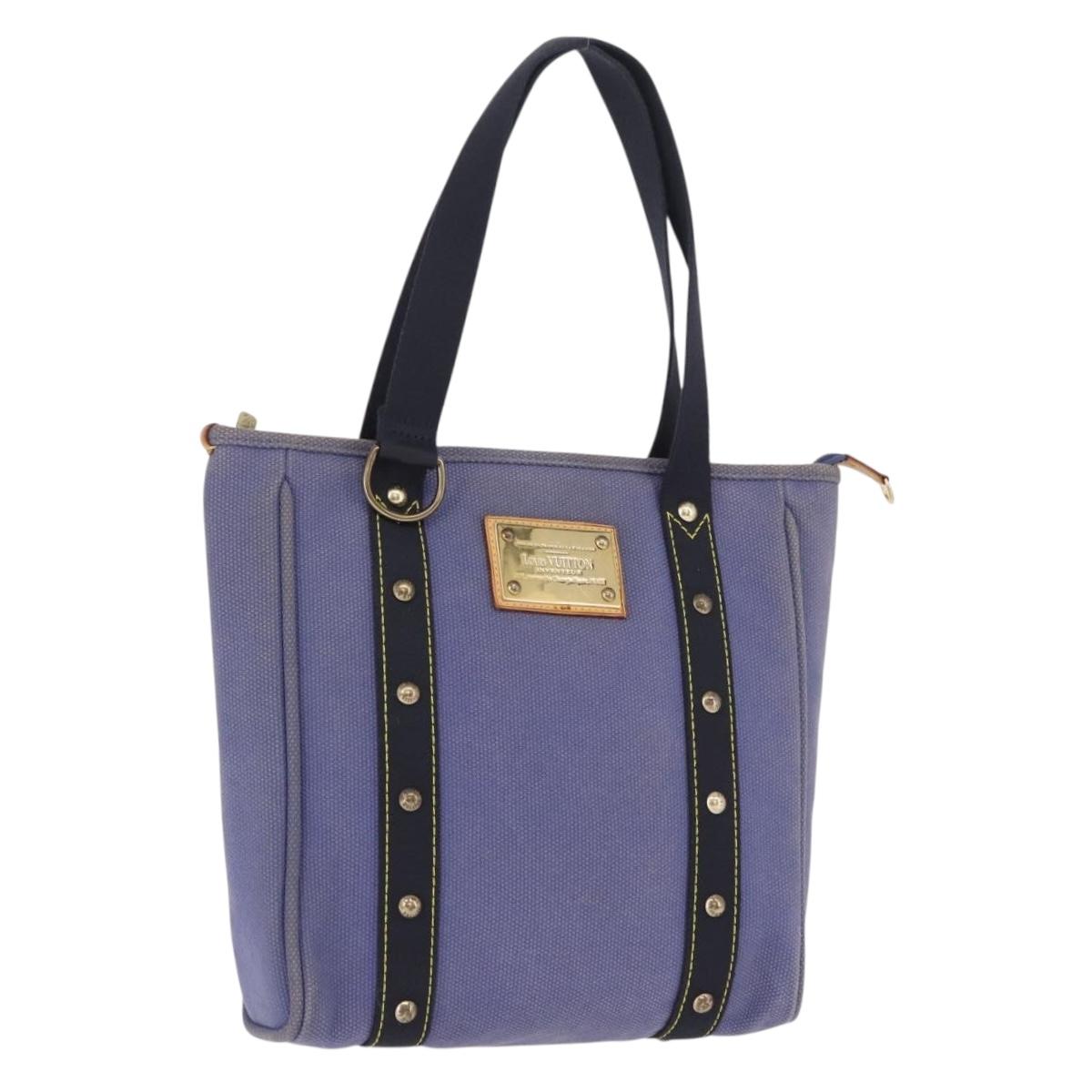 LOUIS VUITTON Antigua Cabas MM Tote Bag Blue M40087 LV Auth hk4101