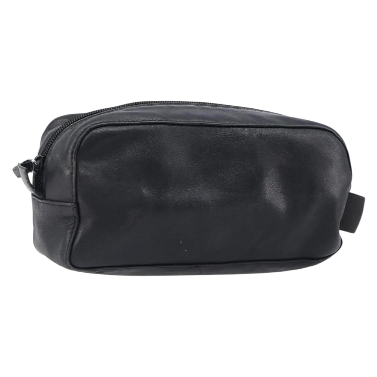 GUCCI Pouch Leather Black Silver 039 0974 Auth hk4120
