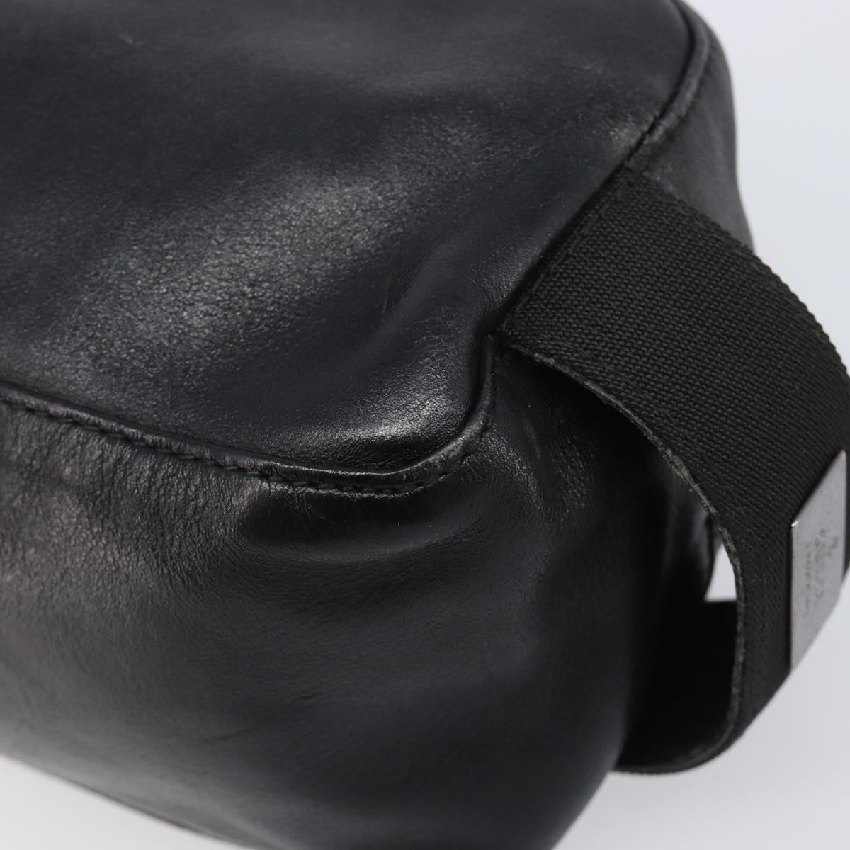 GUCCI Pouch Leather Black Silver 039 0974 Auth hk4120