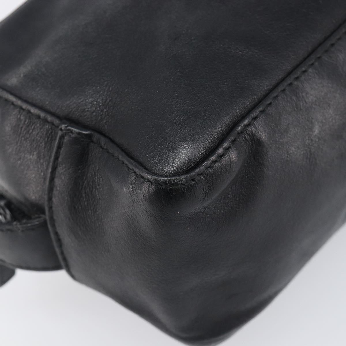 GUCCI Pouch Leather Black Silver 039 0974 Auth hk4120