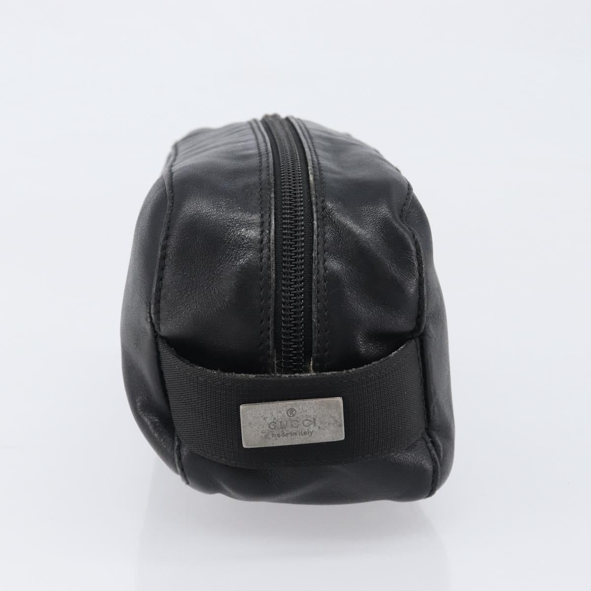 GUCCI Pouch Leather Black Silver 039 0974 Auth hk4120