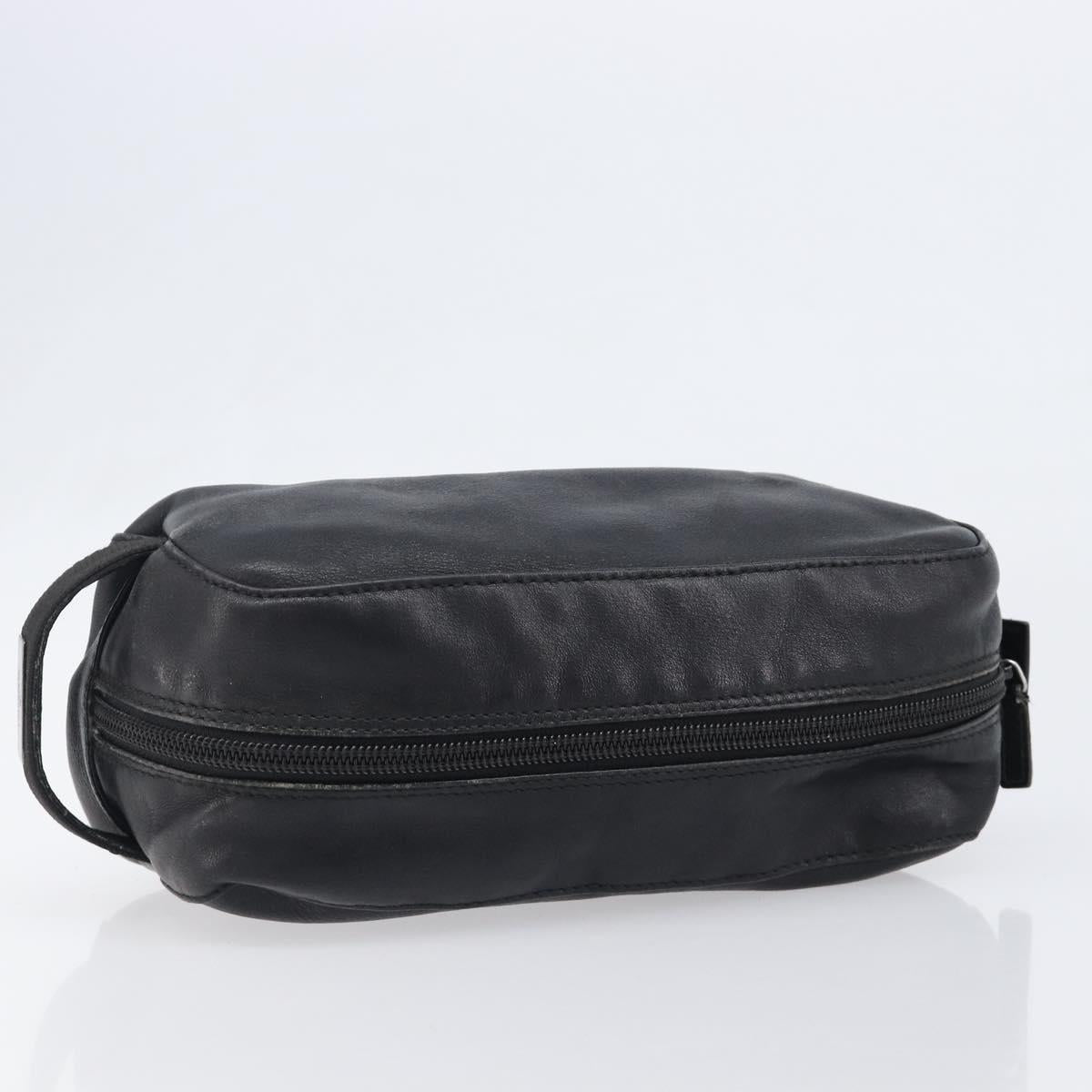 GUCCI Pouch Leather Black Silver 039 0974 Auth hk4120