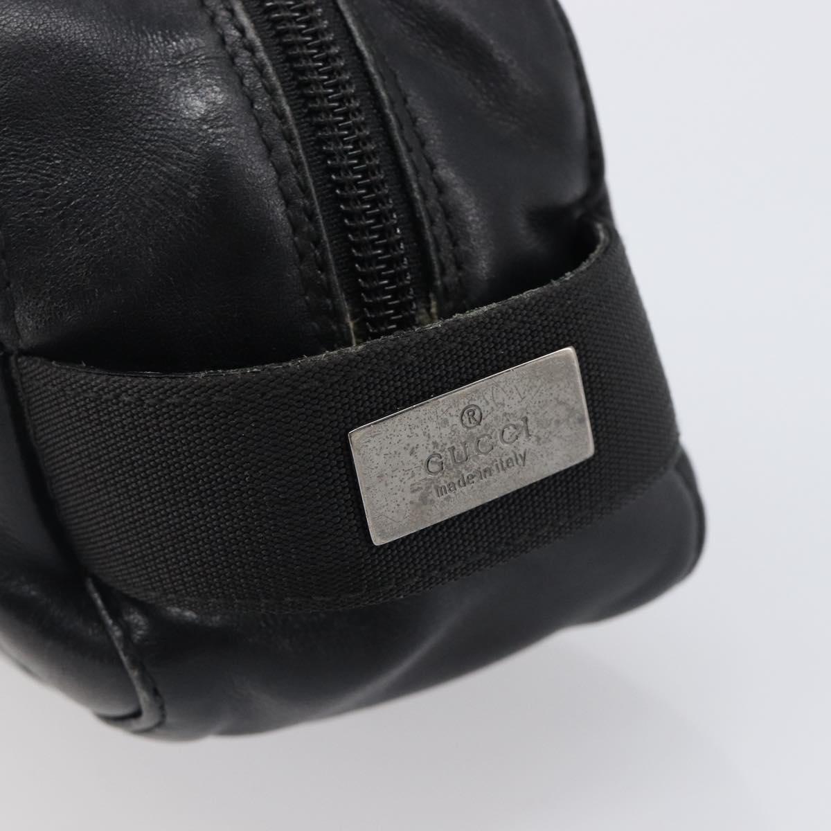 GUCCI Pouch Leather Black Silver 039 0974 Auth hk4120