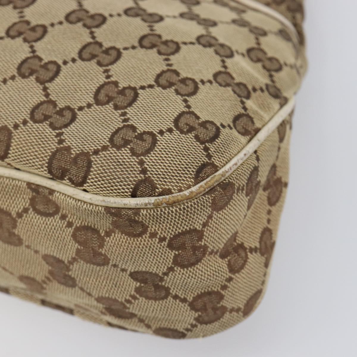 GUCCI GG Canvas Tote Bag Beige Gold 121023 Auth hk4121