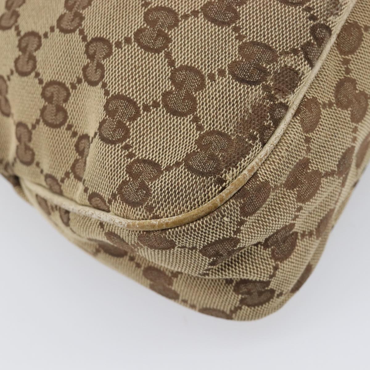 GUCCI GG Canvas Tote Bag Beige Gold 121023 Auth hk4121