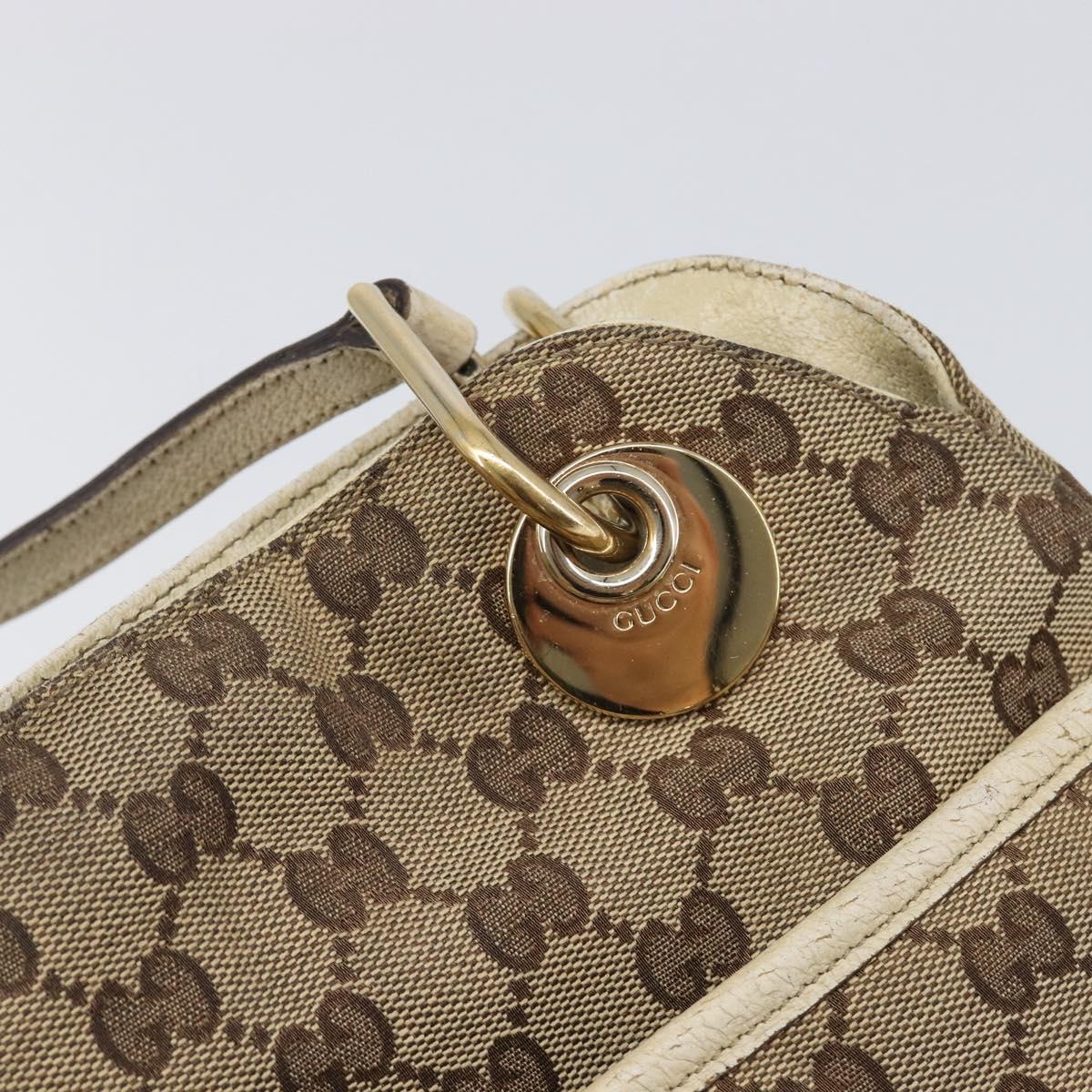GUCCI GG Canvas Tote Bag Beige Gold 121023 Auth hk4121