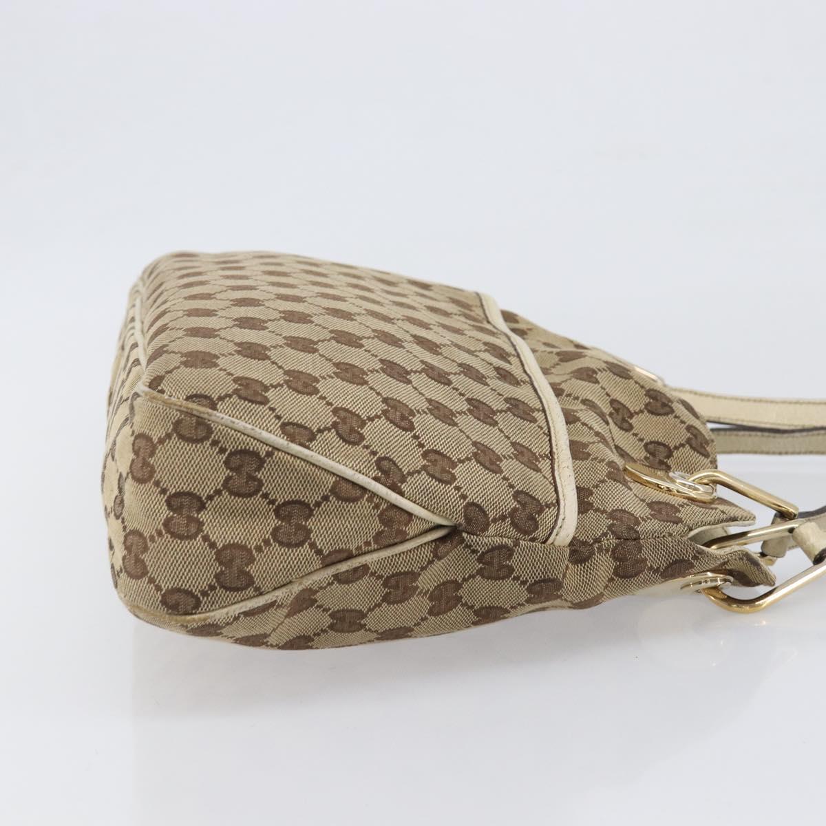 GUCCI GG Canvas Tote Bag Beige Gold 121023 Auth hk4121