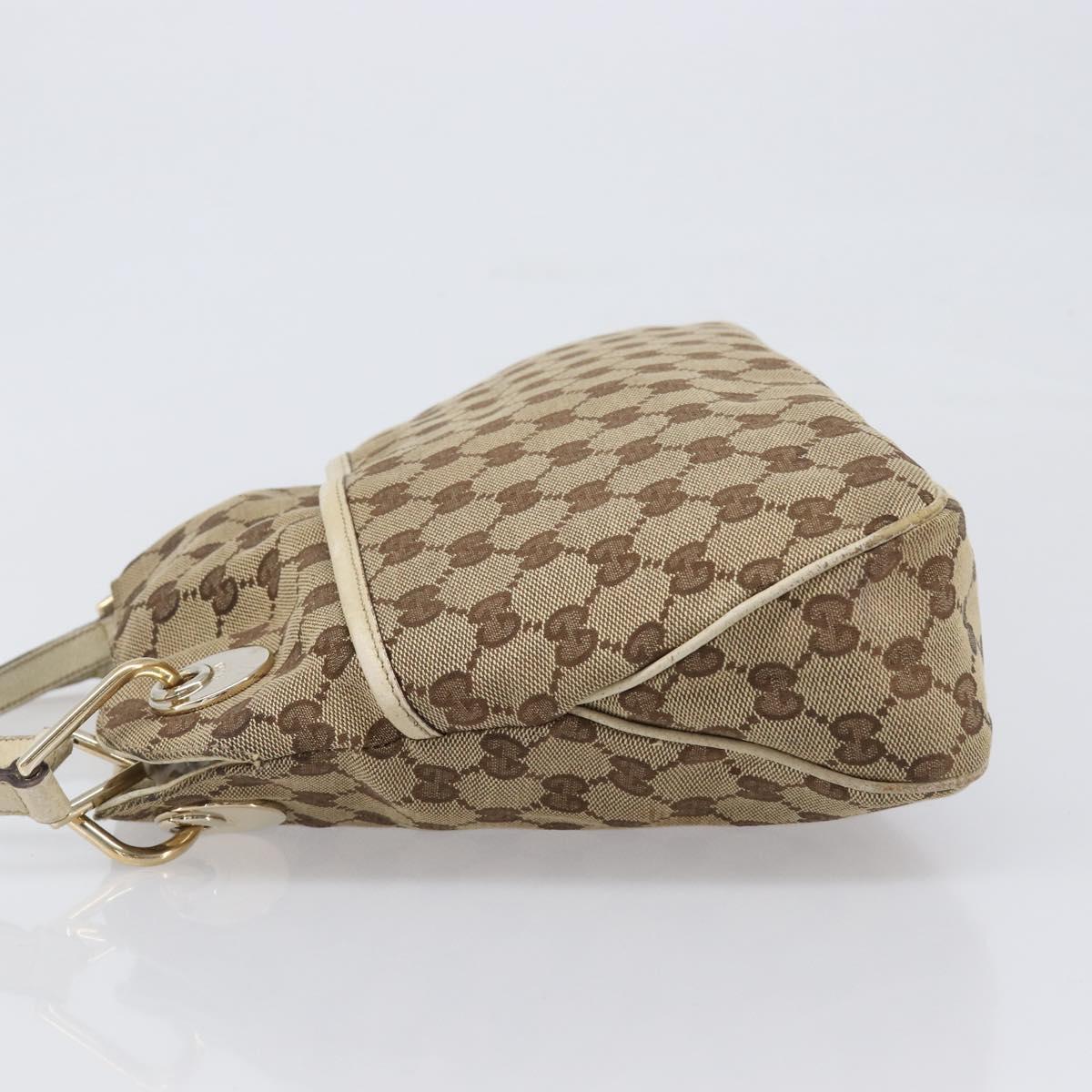 GUCCI GG Canvas Tote Bag Beige Gold 121023 Auth hk4121