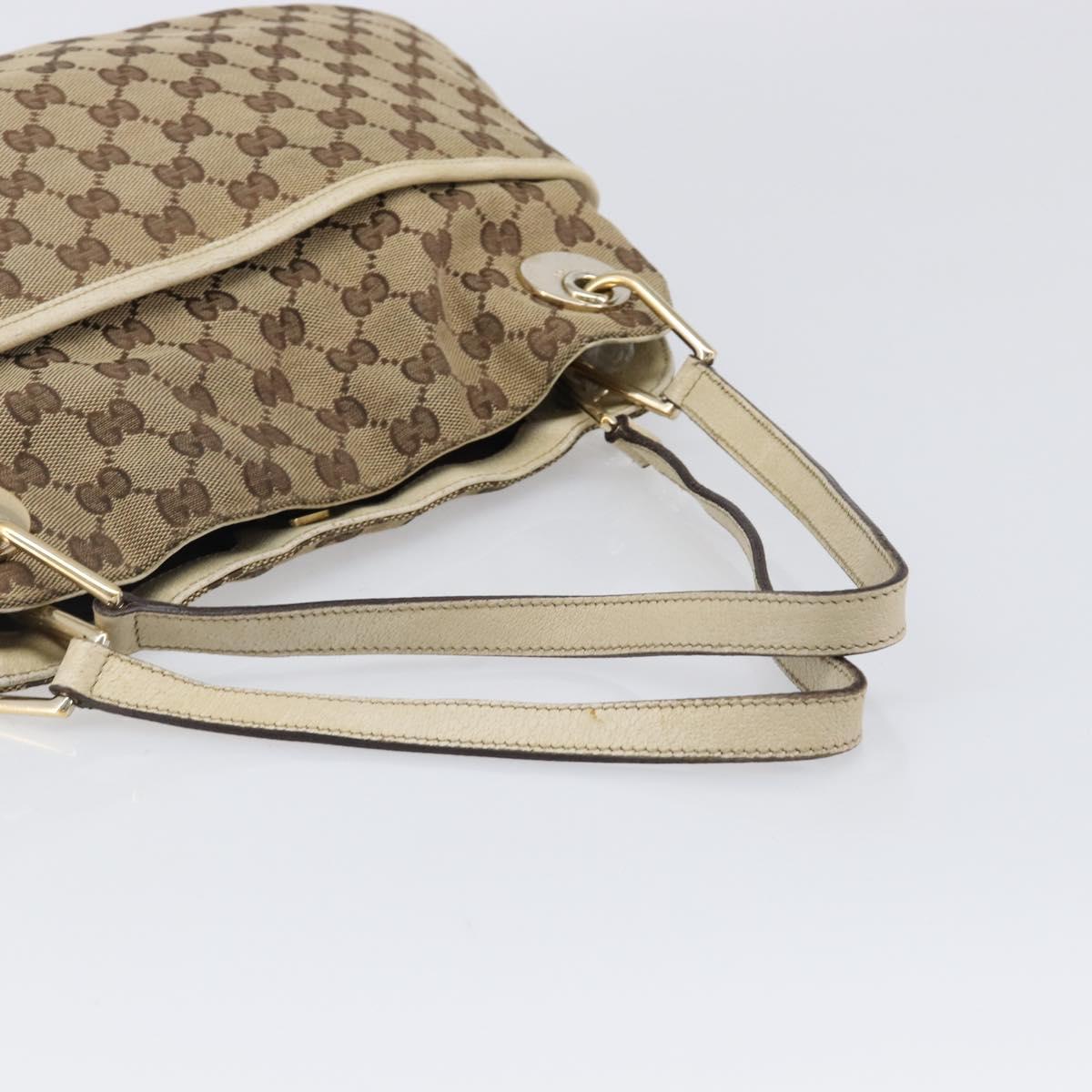 GUCCI GG Canvas Tote Bag Beige Gold 121023 Auth hk4121