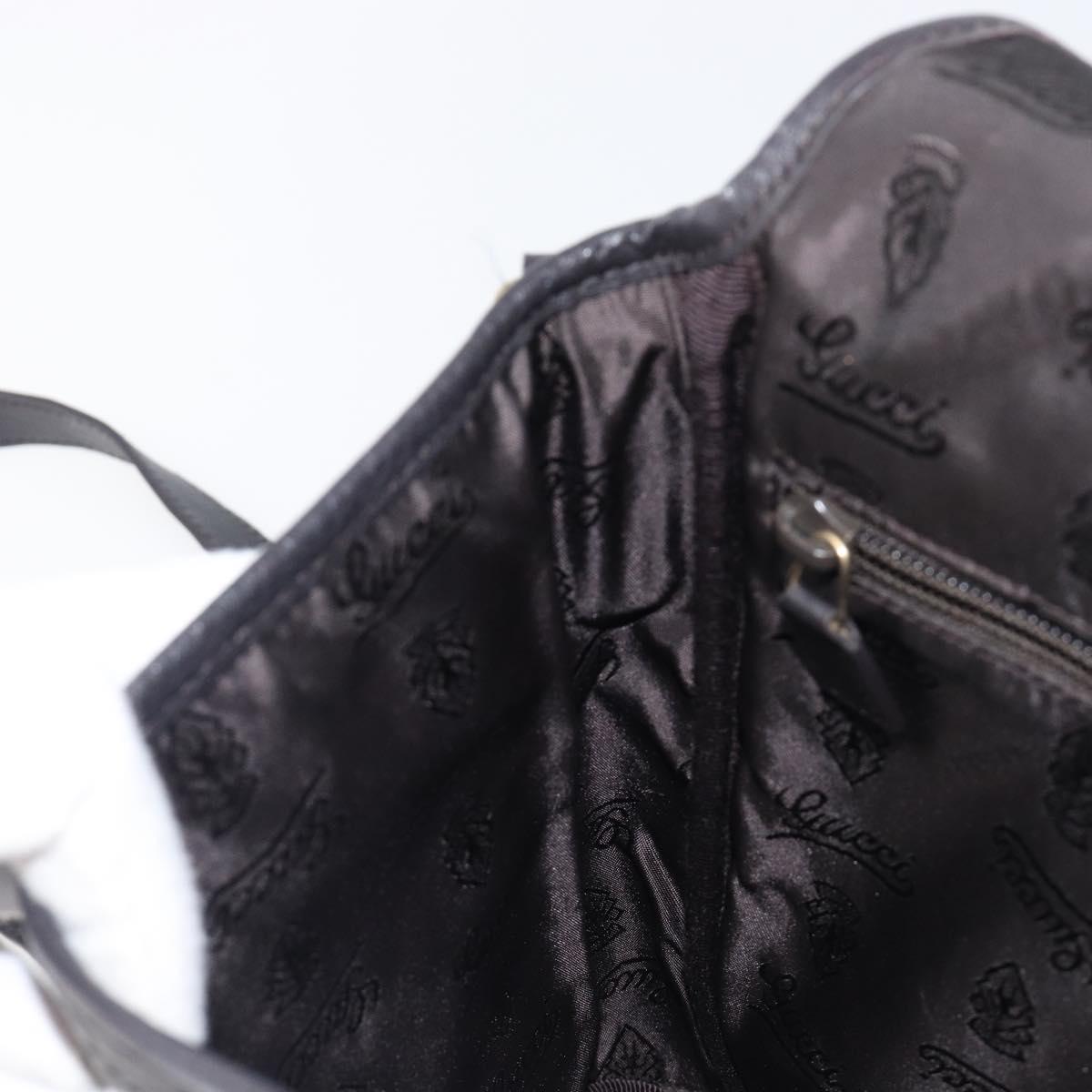 GUCCI GG Canvas Guccissima Shoulder Bag Leather Black Gold Auth hk4122
