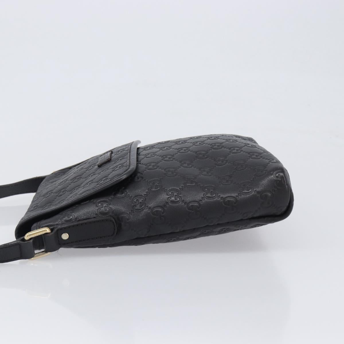 GUCCI GG Canvas Guccissima Shoulder Bag Leather Black Gold Auth hk4122