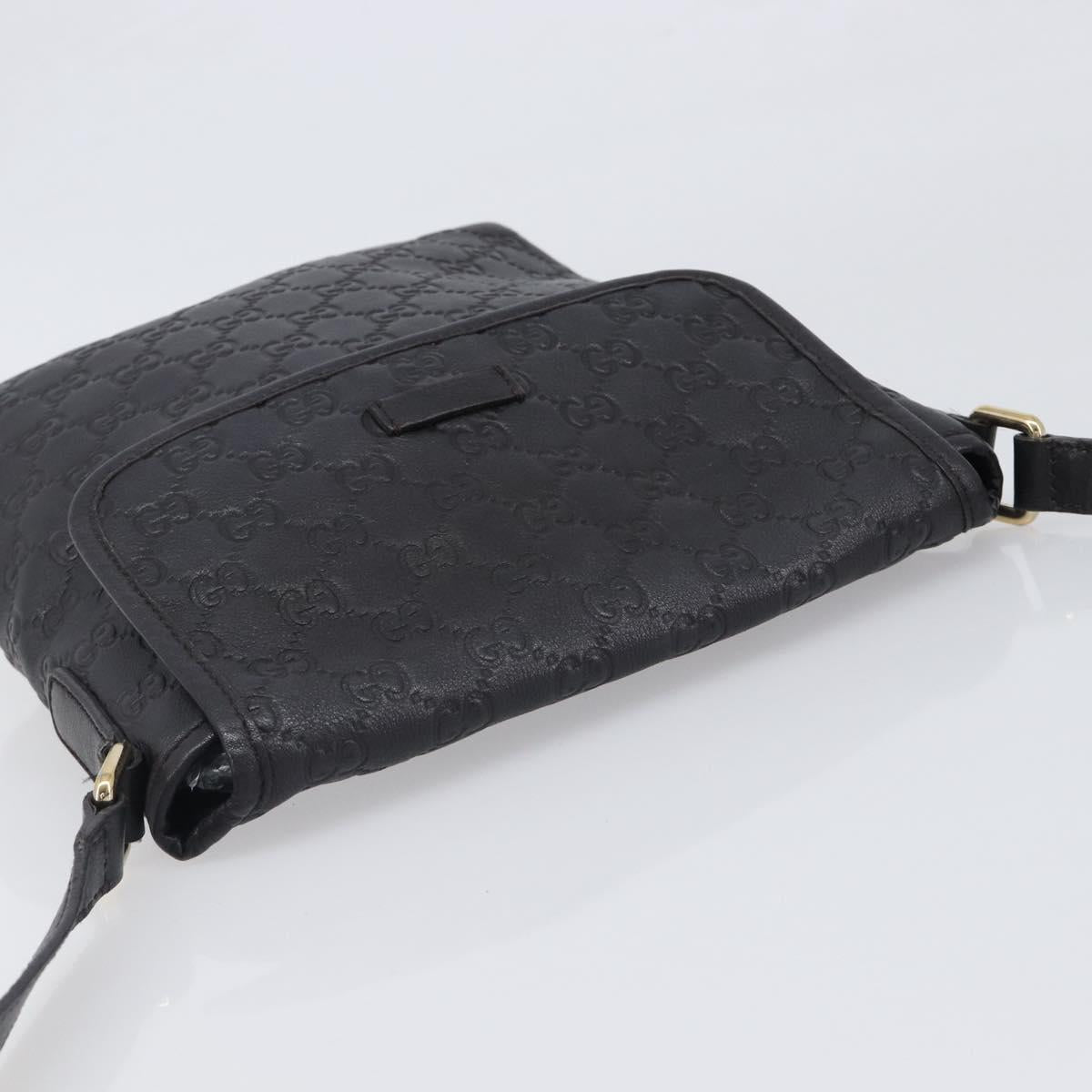 GUCCI GG Canvas Guccissima Shoulder Bag Leather Black Gold Auth hk4122