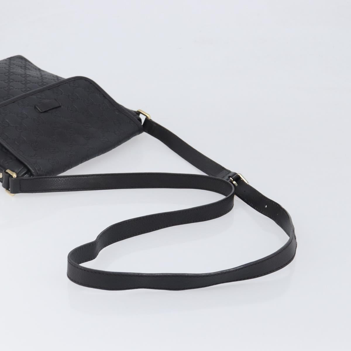 GUCCI GG Canvas Guccissima Shoulder Bag Leather Black Gold Auth hk4122