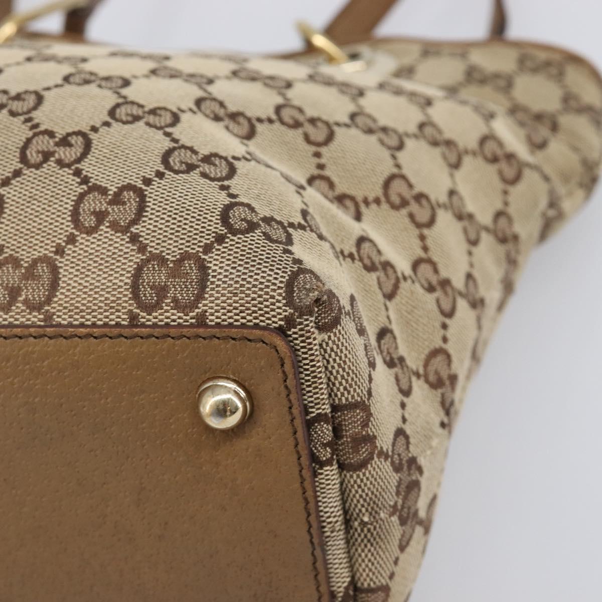 GUCCI GG Canvas Tote Bag Beige Gold 120840 Auth hk4123