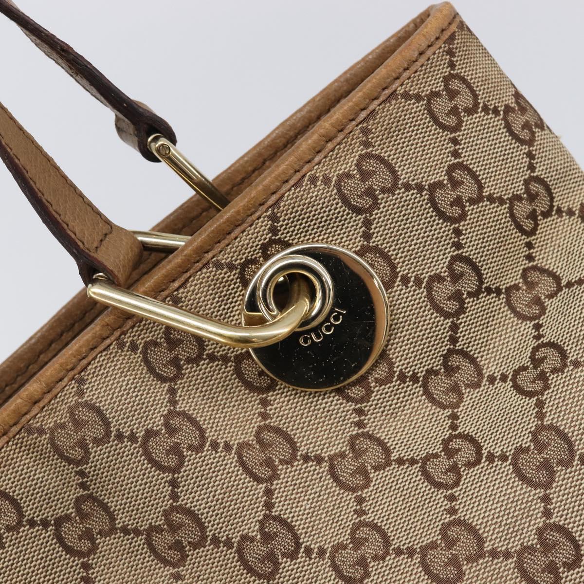 GUCCI GG Canvas Tote Bag Beige Gold 120840 Auth hk4123