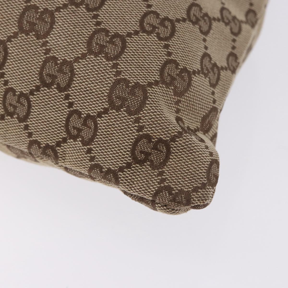GUCCI GG Canvas Drawstring Bag Beige Silver 014 1136 Auth hk4124