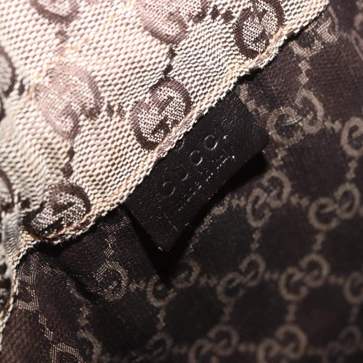 GUCCI GG Canvas Drawstring Bag Beige Silver 014 1136 Auth hk4124