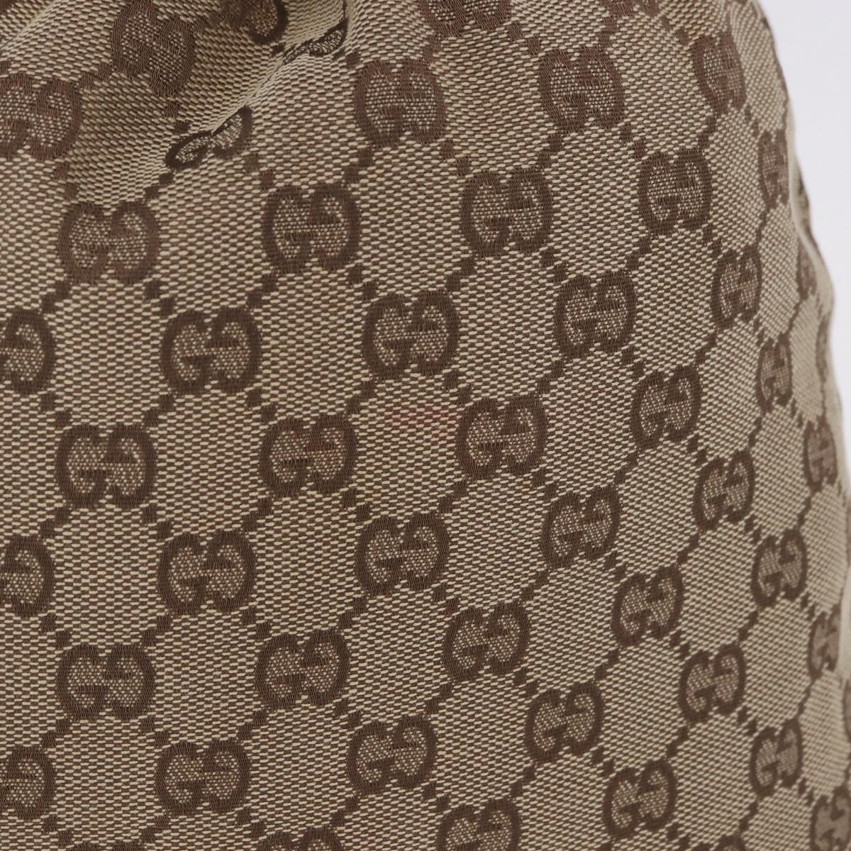 GUCCI GG Canvas Drawstring Bag Beige Silver 014 1136 Auth hk4124