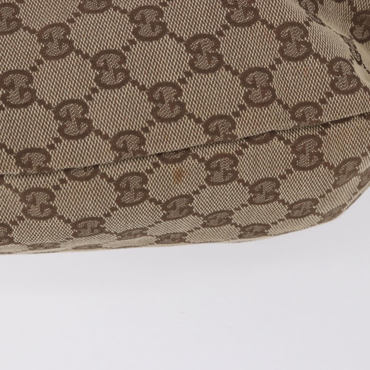 GUCCI GG Canvas Drawstring Bag Beige Silver 014 1136 Auth hk4124