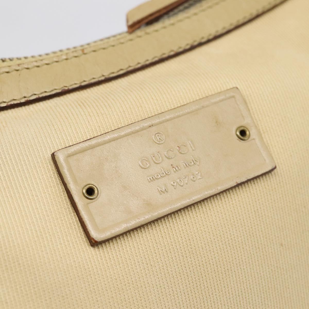 GUCCI Shoulder Bag Canvas Beige Gold 90762 Auth hk4125