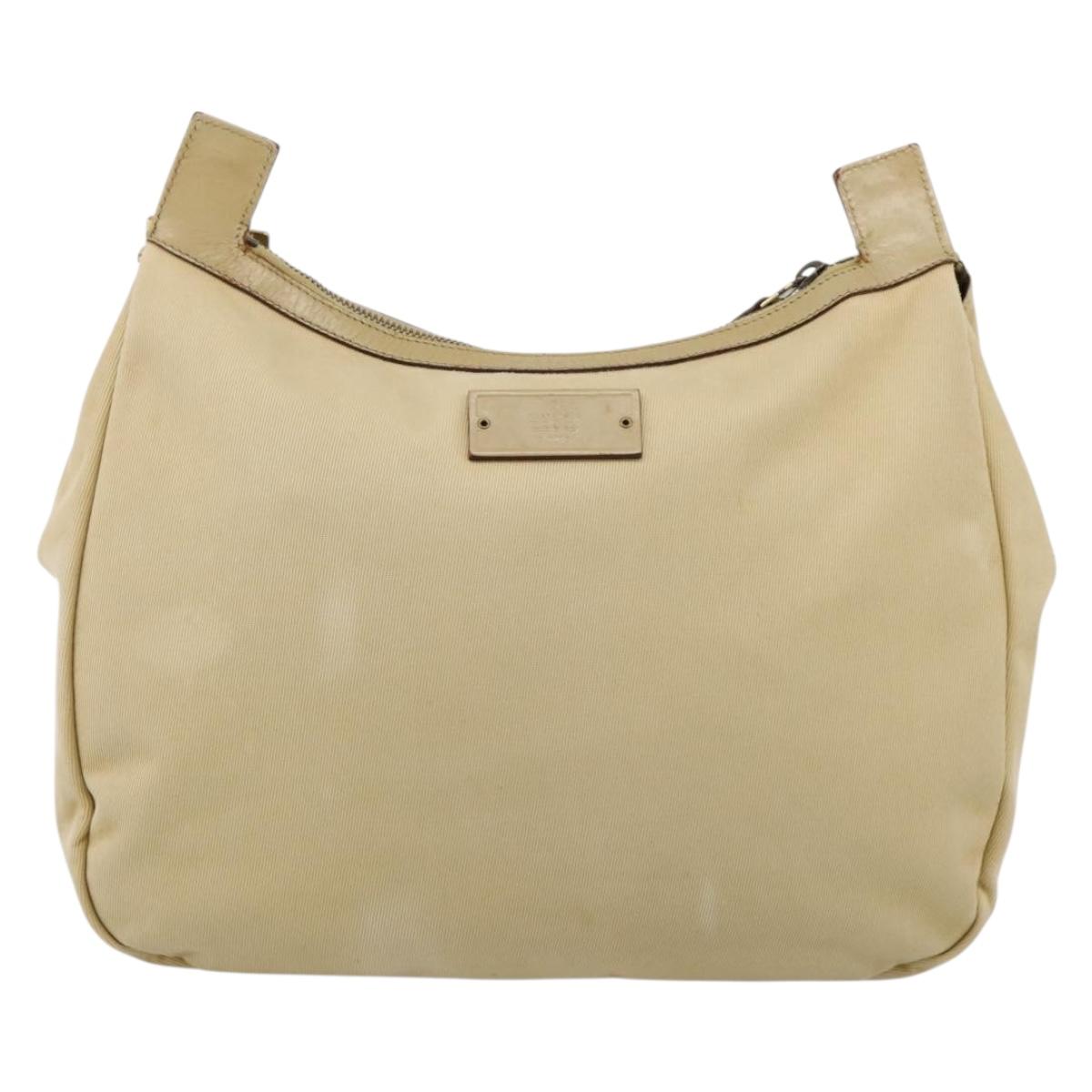 GUCCI Shoulder Bag Canvas Beige Gold 90762 Auth hk4125