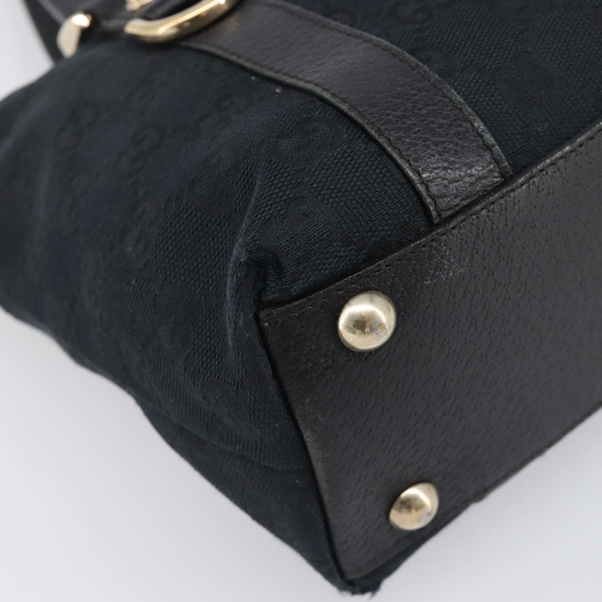 GUCCI GG Canvas Hand Bag Black Gold 141471 Auth hk4126