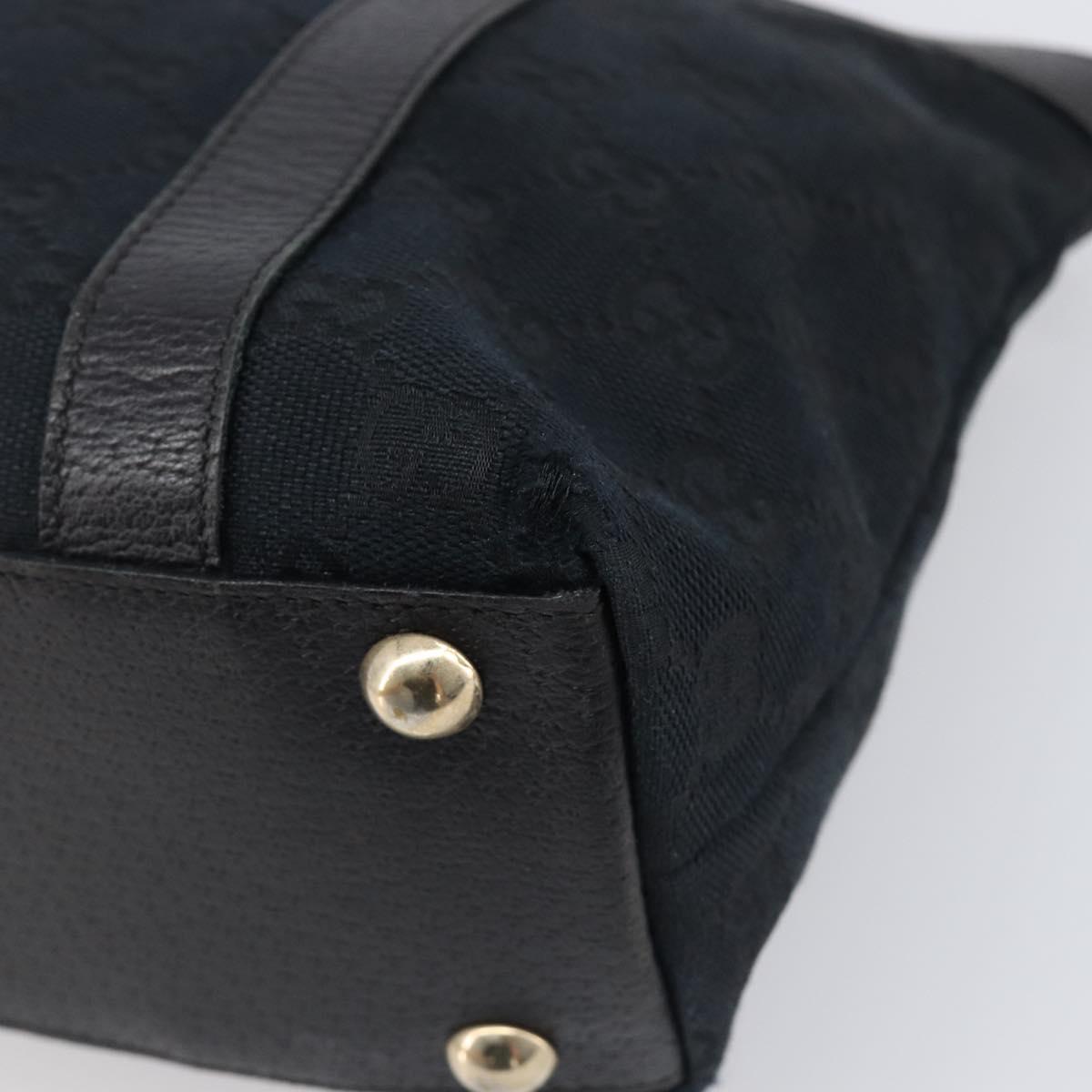 GUCCI GG Canvas Hand Bag Black Gold 141471 Auth hk4126