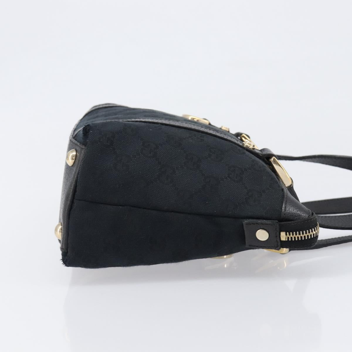 GUCCI GG Canvas Hand Bag Black Gold 141471 Auth hk4126