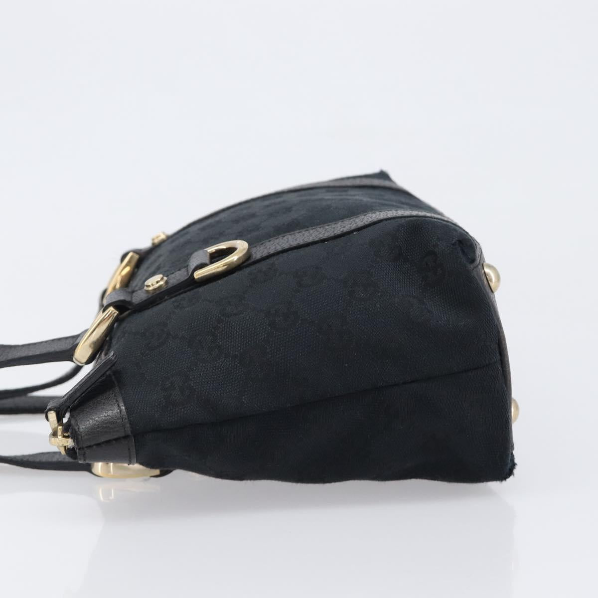 GUCCI GG Canvas Hand Bag Black Gold 141471 Auth hk4126
