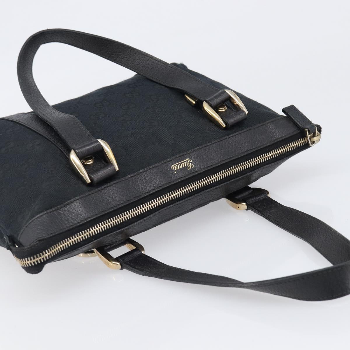 GUCCI GG Canvas Hand Bag Black Gold 141471 Auth hk4126