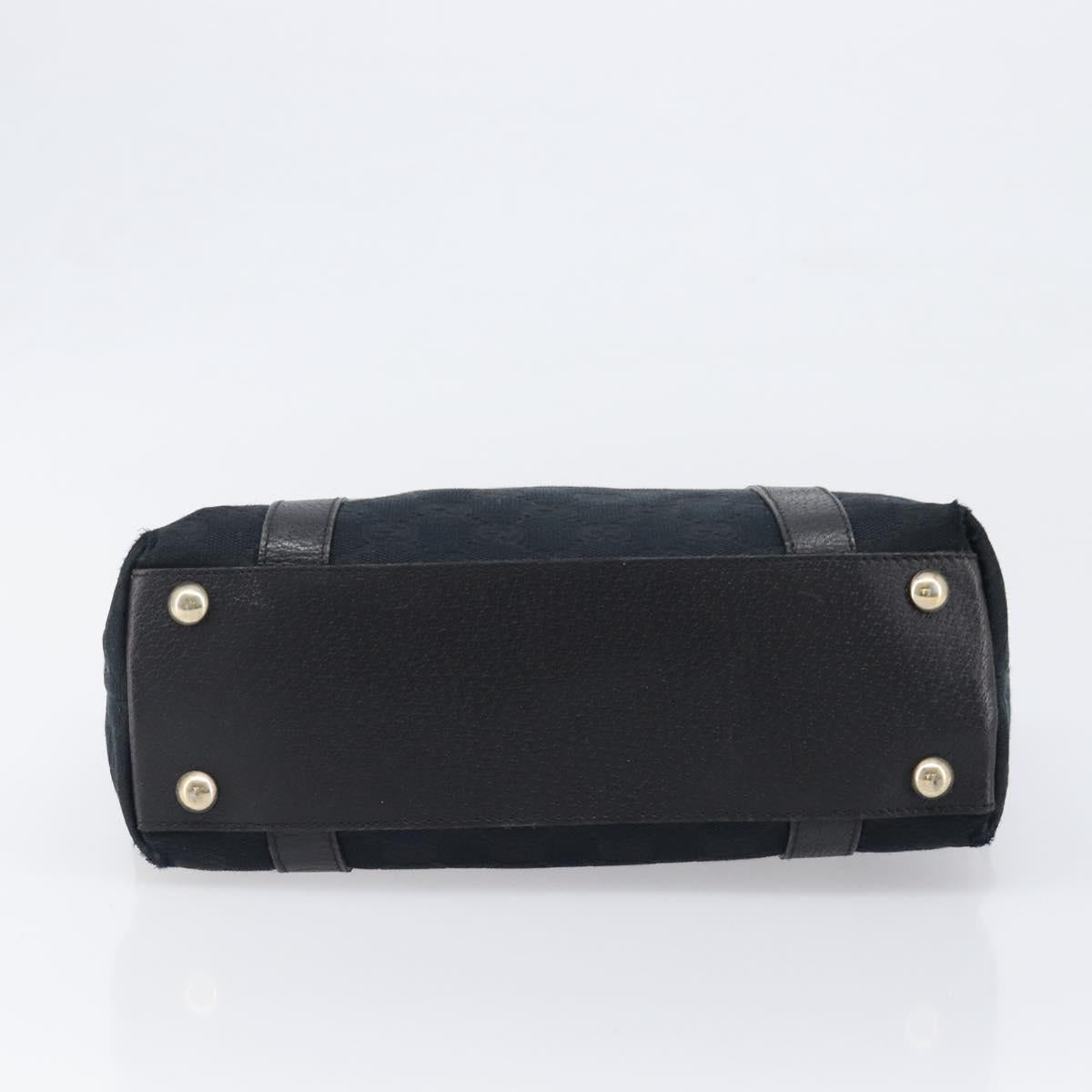 GUCCI GG Canvas Hand Bag Black Gold 141471 Auth hk4126