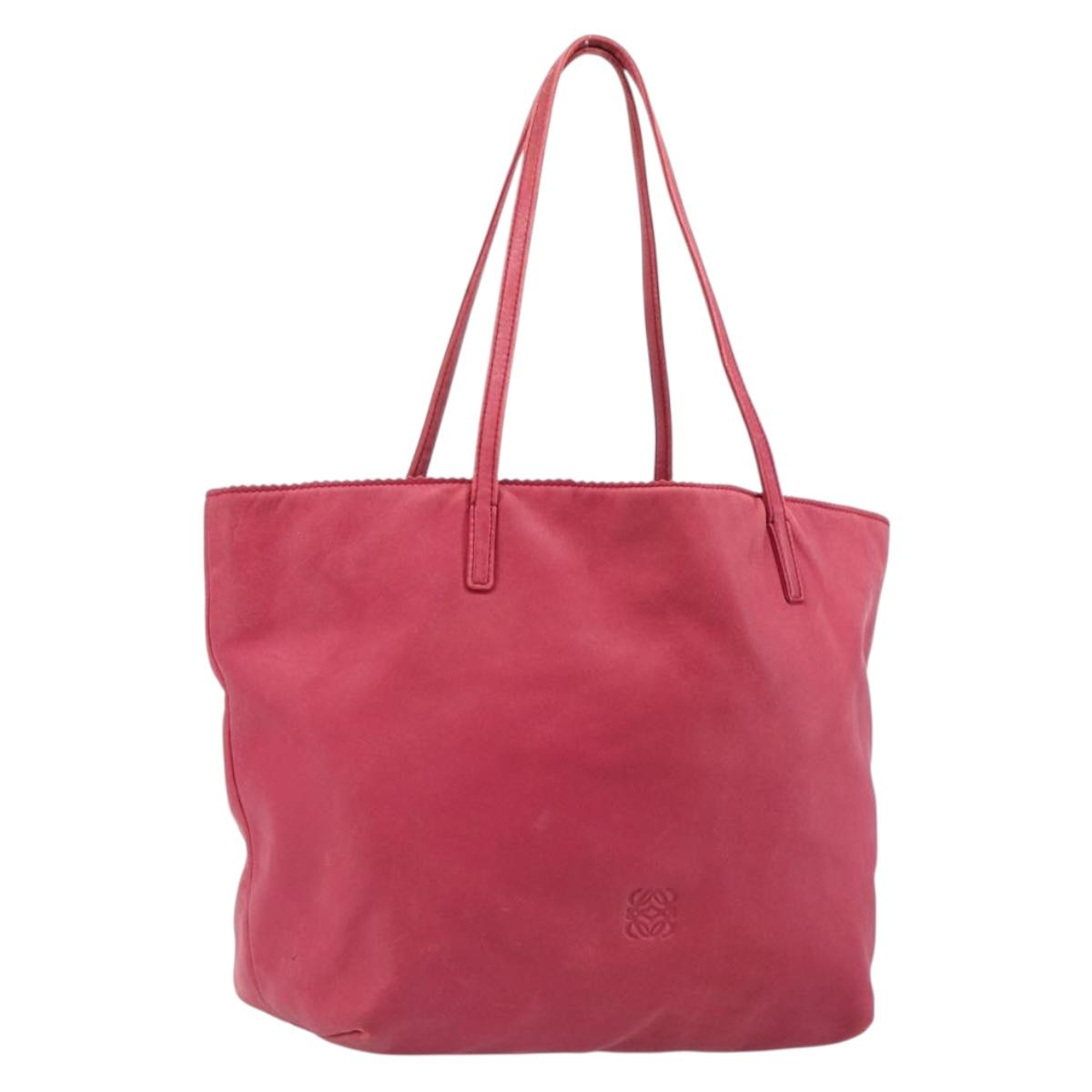LOEWE Tote Bag Leather Pink Gold Auth hk4142