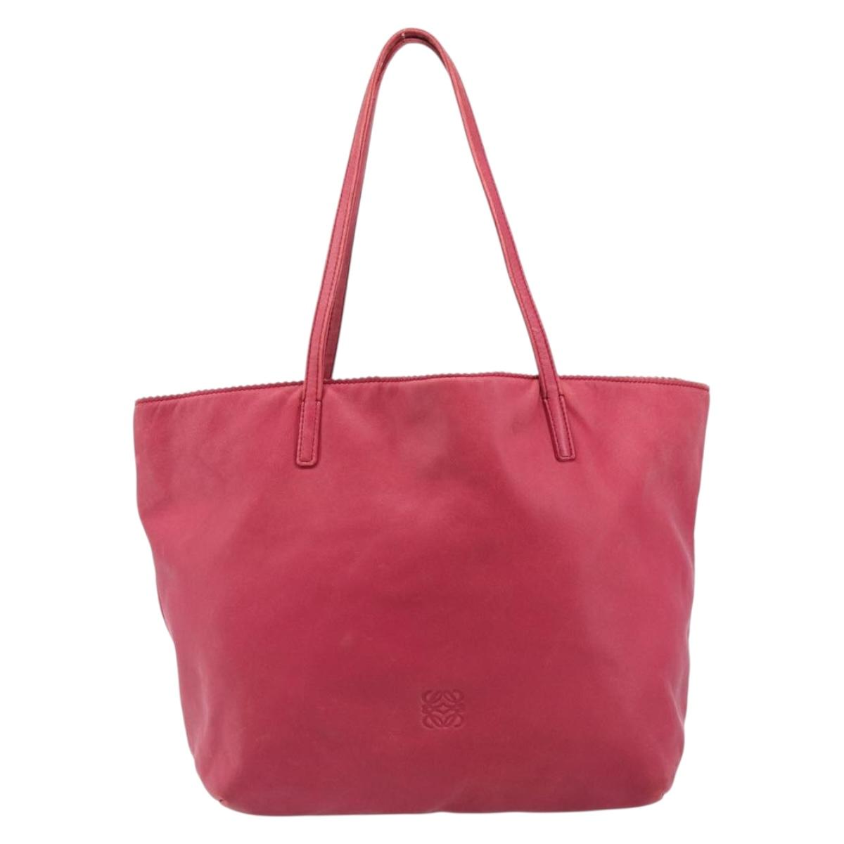 LOEWE Tote Bag Leather Pink Gold Auth hk4142