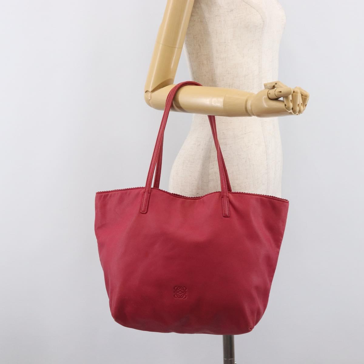 LOEWE Tote Bag Leather Pink Gold Auth hk4142