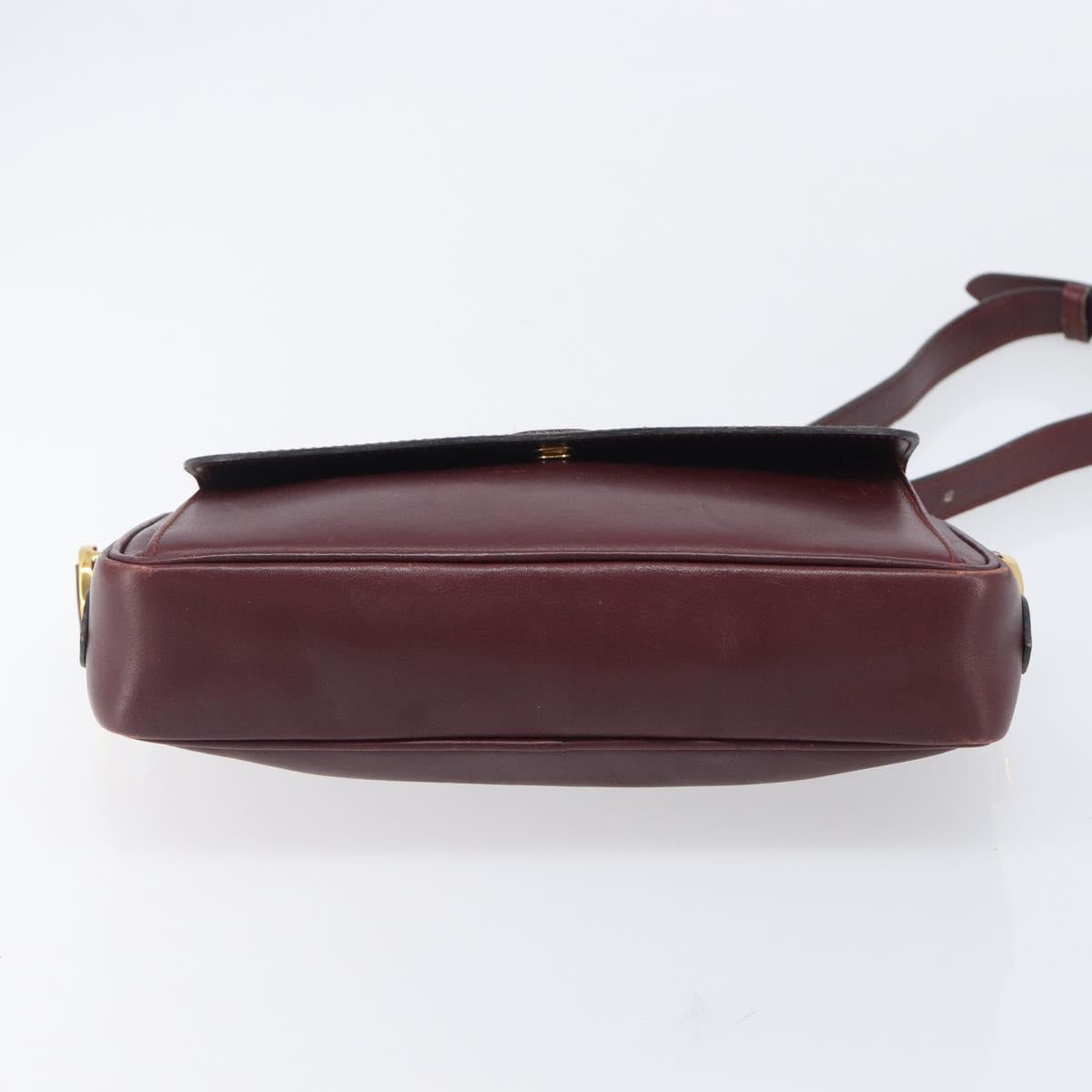 Cartier Must Line Shoulder Bag Leather Bordeaux Gold Auth hk4144