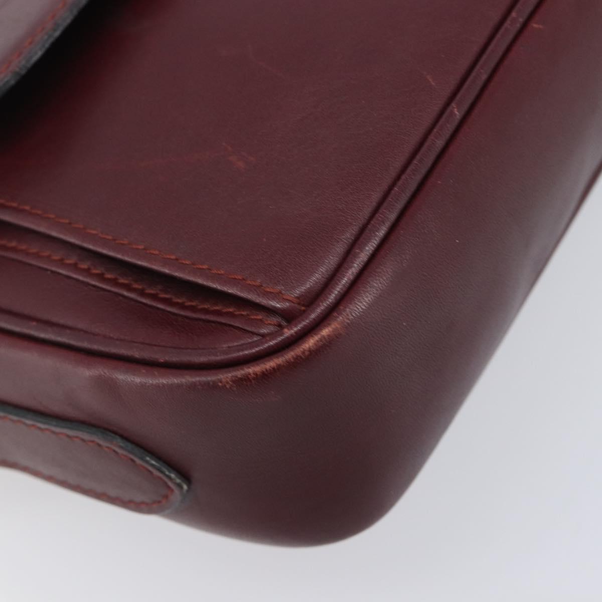 Cartier Must Line Shoulder Bag Leather Bordeaux Gold Auth hk4144