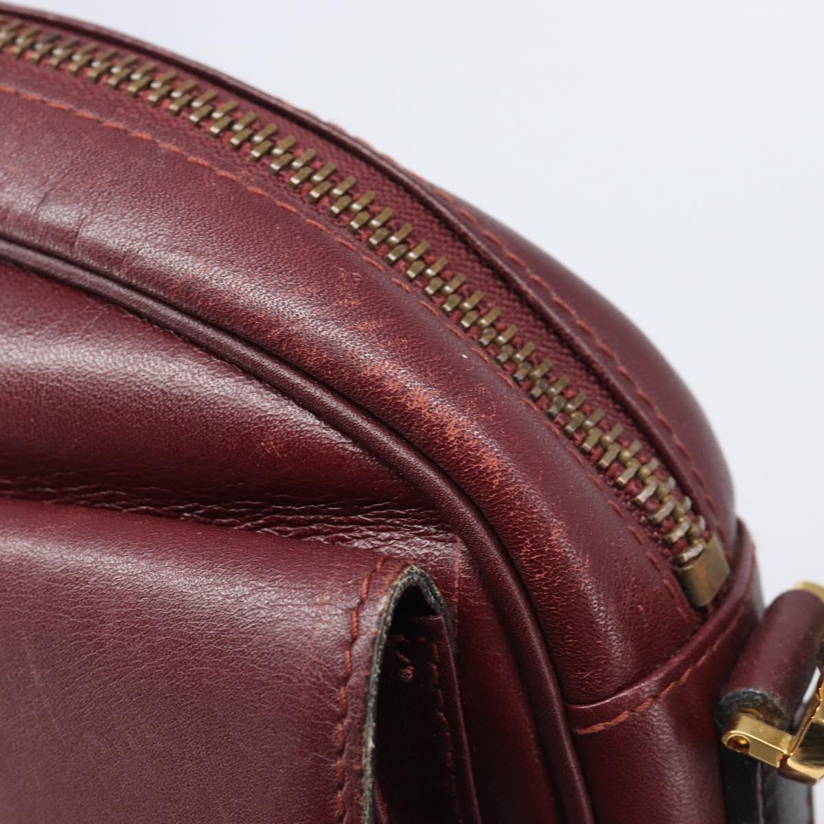 Cartier Must Line Shoulder Bag Leather Bordeaux Gold Auth hk4144