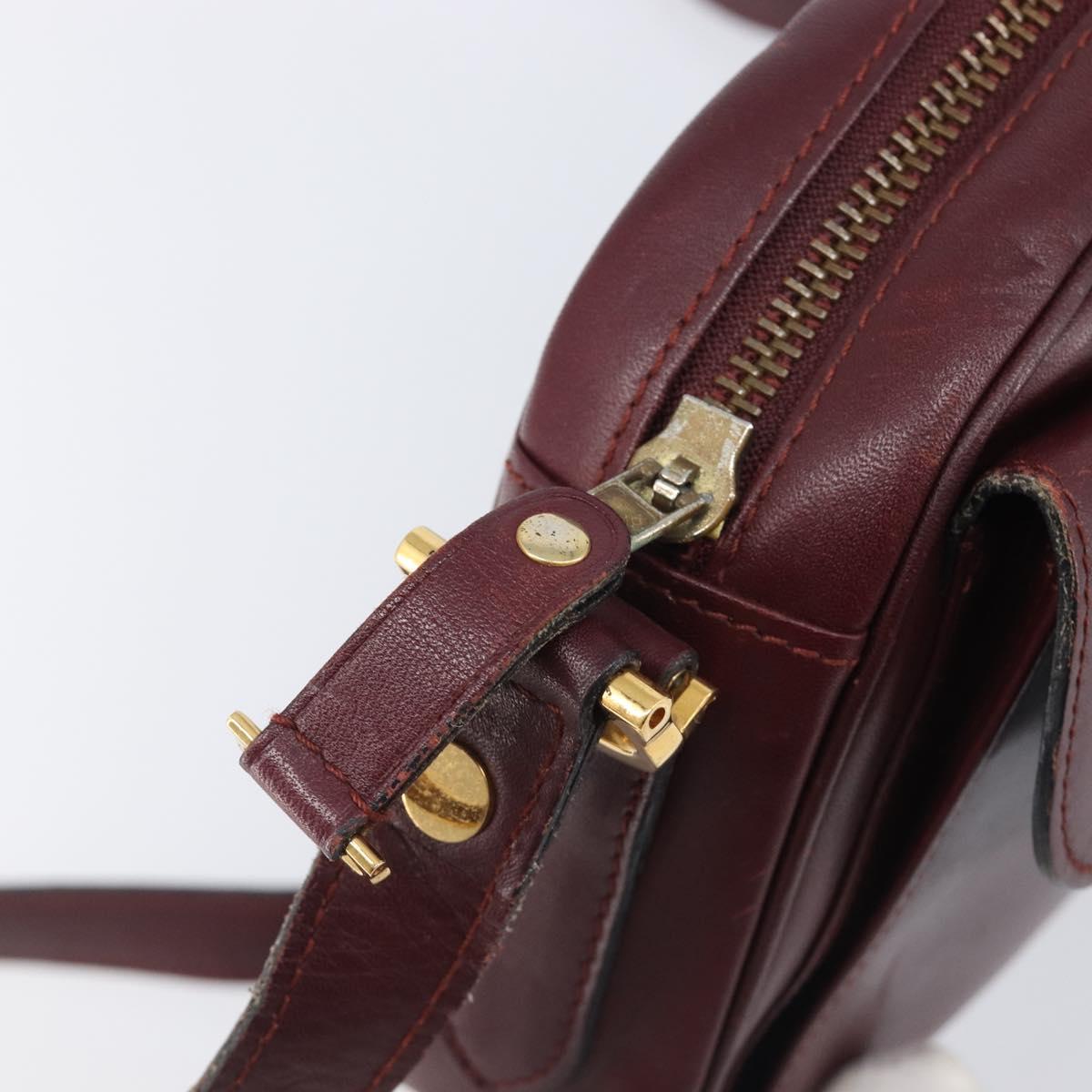 Cartier Must Line Shoulder Bag Leather Bordeaux Gold Auth hk4144