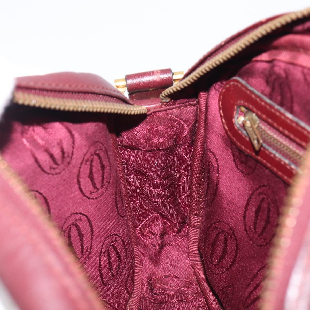 Cartier Must Line Shoulder Bag Leather Bordeaux Gold Auth hk4144