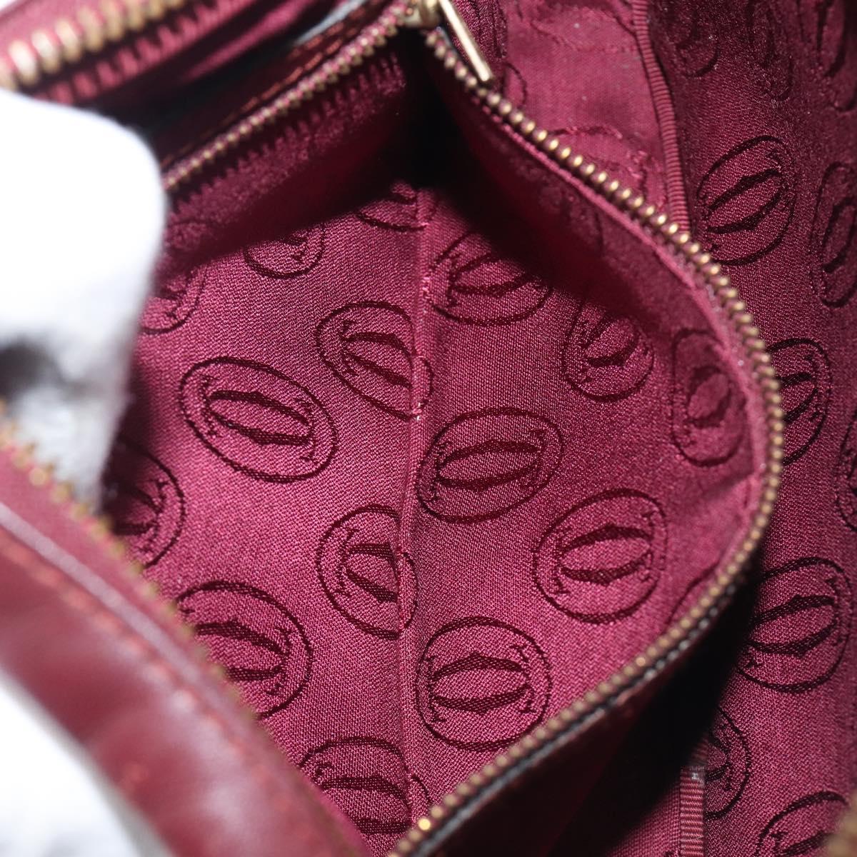 Cartier Must Line Shoulder Bag Leather Bordeaux Gold Auth hk4144