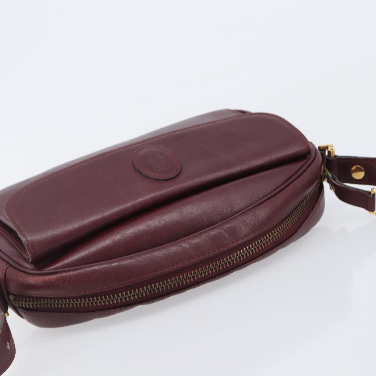 Cartier Must Line Shoulder Bag Leather Bordeaux Gold Auth hk4144