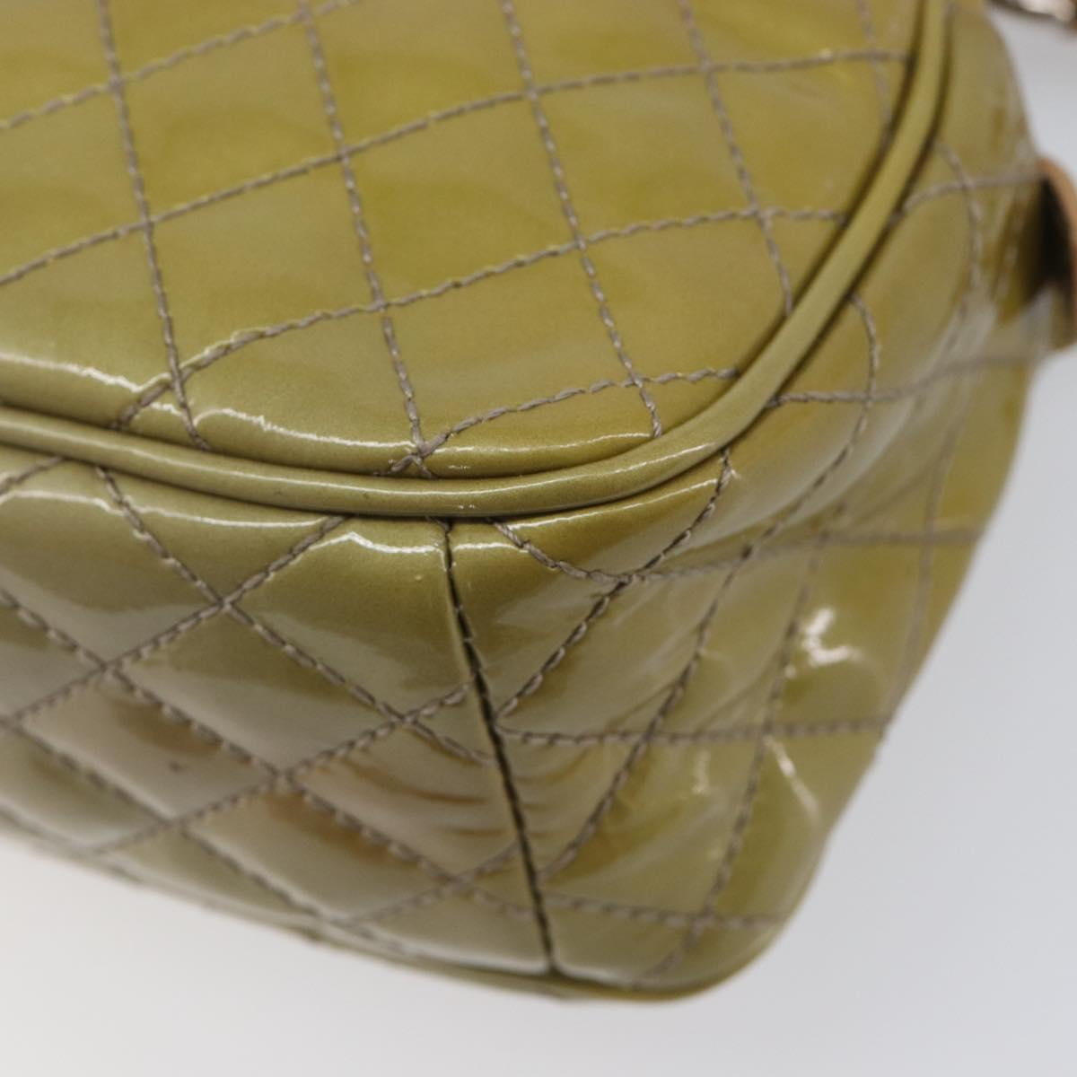 Salvatore Ferragamo Vala Shoulder Bag Patent leather Green Silver Auth hk4146