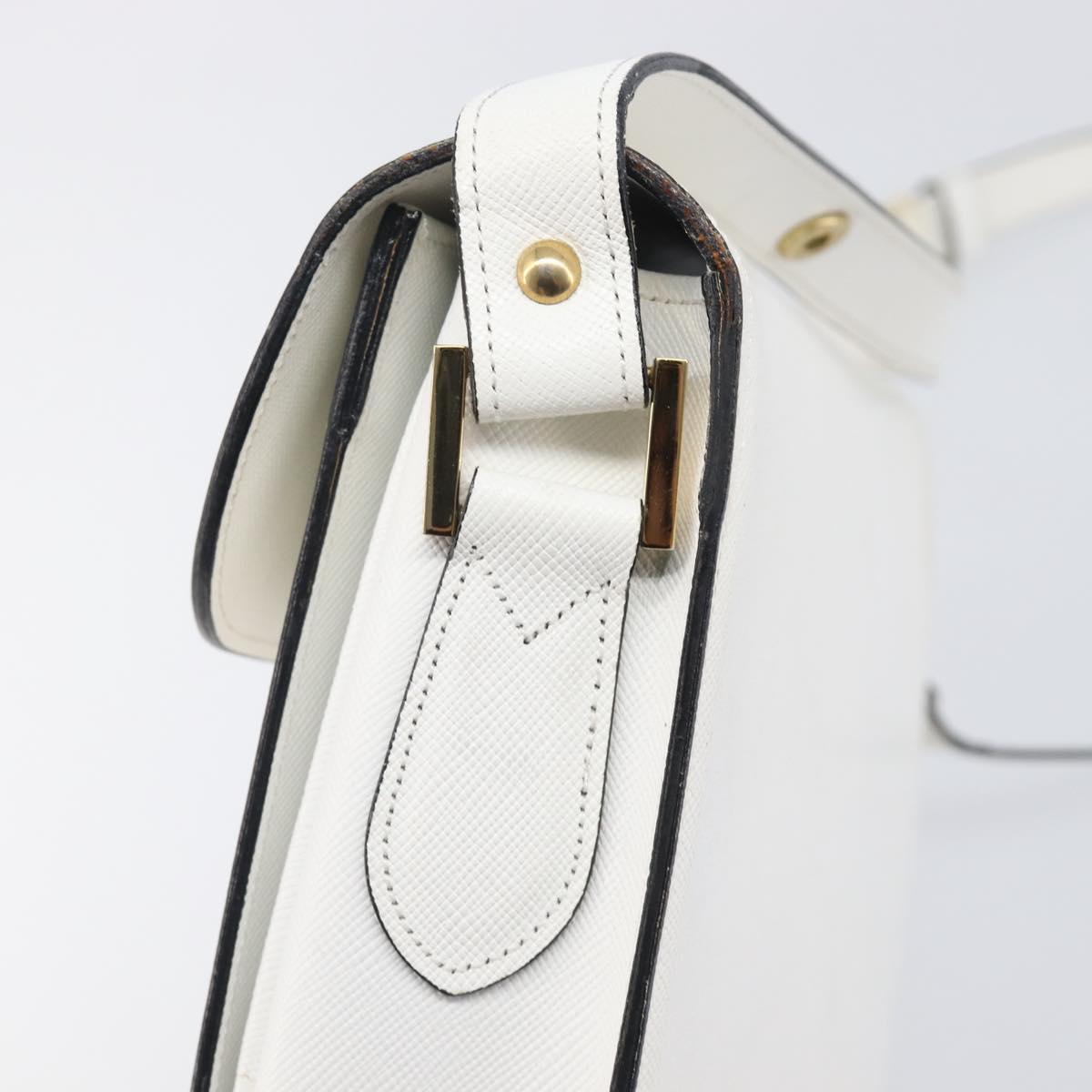 Saint Laurent Shoulder Bag Leather White Gold Auth hk4148A
